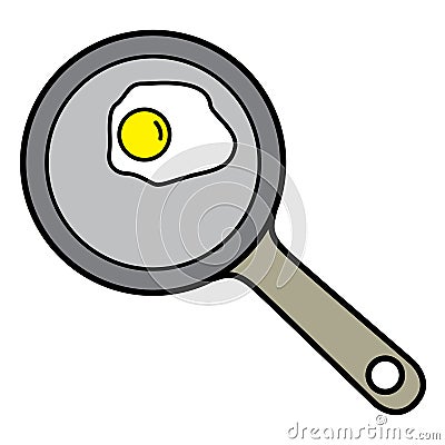 Fried egg on pan Vector Illustration