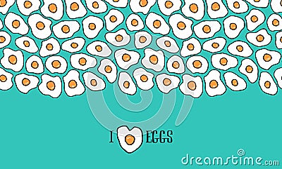 Fried egg seamless pattern banner design Vector Illustration