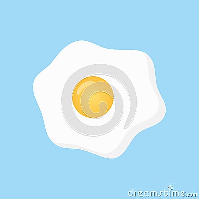 Fried egg on blue background Vector Illustration