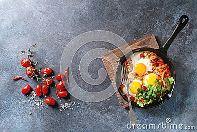 Fried egg with vegetables Stock Photo