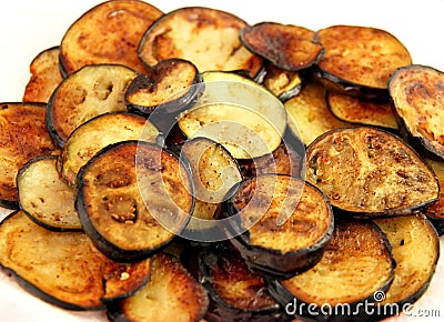 Fried Eggplants Stock Photo