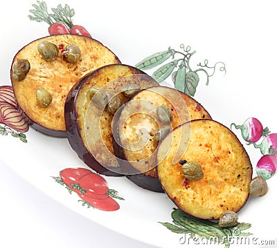 Fried Eggplants Stock Photo