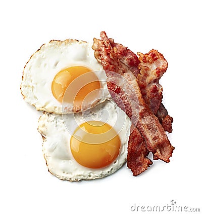 Fried eggs and bacon meat Stock Photo