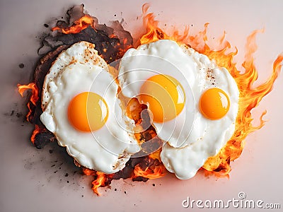 Fried eggs in the form of a heart Stock Photo