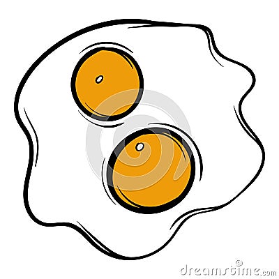 Fried eggs icon cartoon Vector Illustration