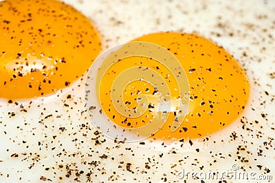 Fried Eggs with Pepper Stock Photo