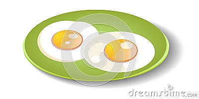 Fried eggs on a plate. Vector Illustration