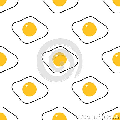 Fried eggs seamless pattern. Breakfast eggs Vector Illustration