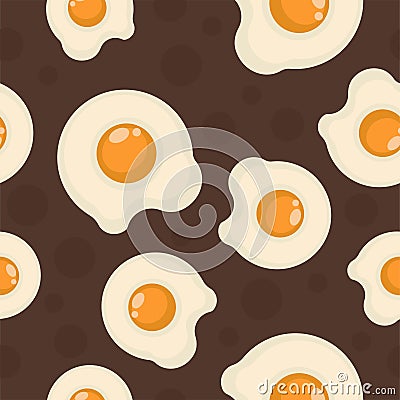 Fried eggs seamless print, cooking ingredient Stock Photo