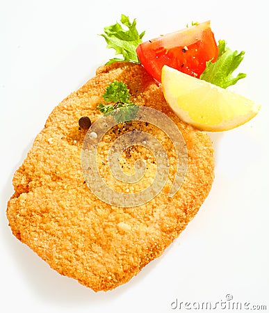 Fried escalope of veal with lemon Stock Photo