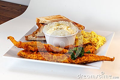 Fried fish breakfast Stock Photo