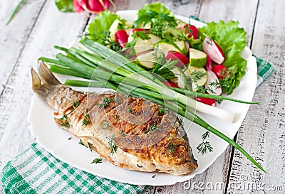 Fried fish carp Stock Photo