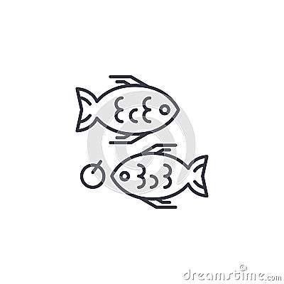 Fried Fish linear icon concept. Fried Fish line vector sign, symbol, illustration. Vector Illustration