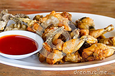 Fried Frog Legs Stock Photo