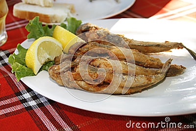 Fried goby fish Stock Photo