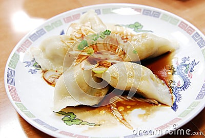 Fried Gyoza Stock Photo