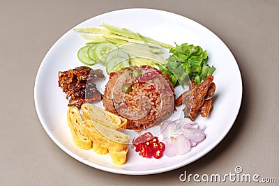 Fried jasmine rice with shrimp paste call Kao Klok Kapi . Stock Photo