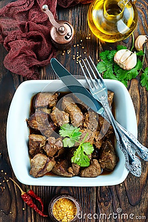 Fried liver Stock Photo