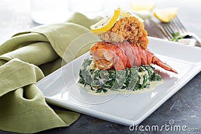 Fried lobster tail Stock Photo