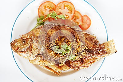 Fried Nile tilapia river fish Stock Photo