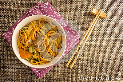 Fried noodle Yakisoba. Asian cuisine meal. Stock Photo