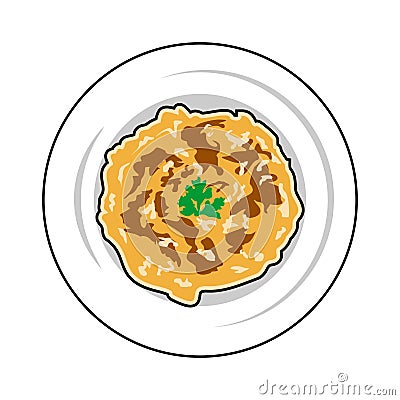 fried omelette on a plate top view, telur dadar goreng diatas piring Vector Illustration