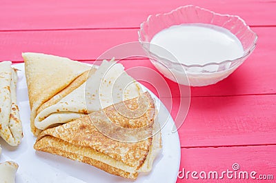 Fried pancakes on a plate Stock Photo