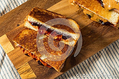 Fried Peanut Butter and Jelly Sandwich Stock Photo