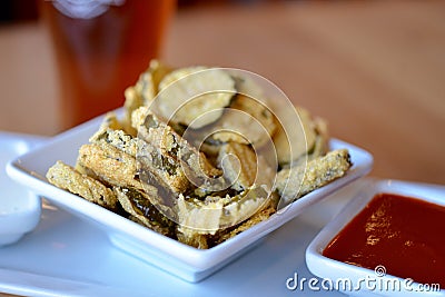 Fried Pickle Chips Stock Photo