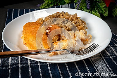 Fried pollock fillets Stock Photo