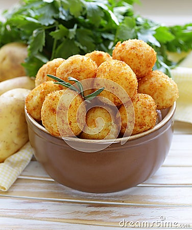 Fried potato balls (croquettes) Stock Photo