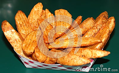 Fried Potato Wedges Stock Photo