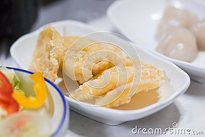 Fried prawn served on a plate. Stock Photo