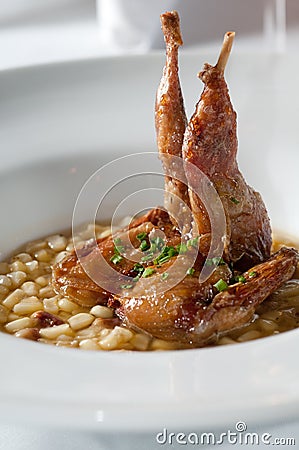 Fried quail appetizer Stock Photo