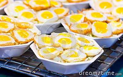 Fried Quail Egg. Stock Photo