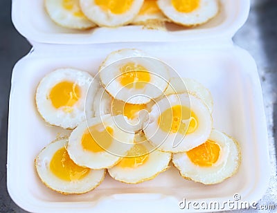 Fried Quail Eggs Stock Photo