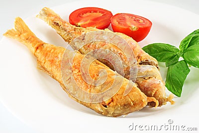 Fried red mullet fish Stock Photo