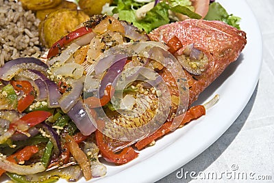 Fried Red Snapper Stock Photo