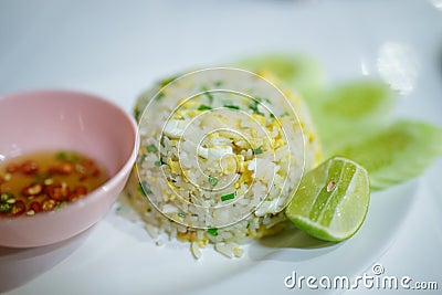Fried rice with crabmeat Stock Photo