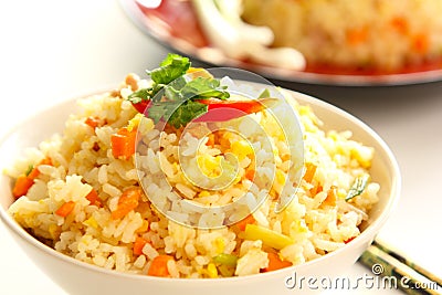 Fried rice with egg in a bowl Stock Photo