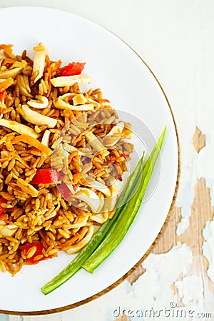 Fried rice with seafood. Asian cuisine. Stock Photo
