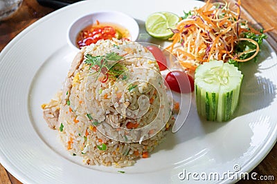 Fried rice Seafood dinner, egg and vegetable Stock Photo