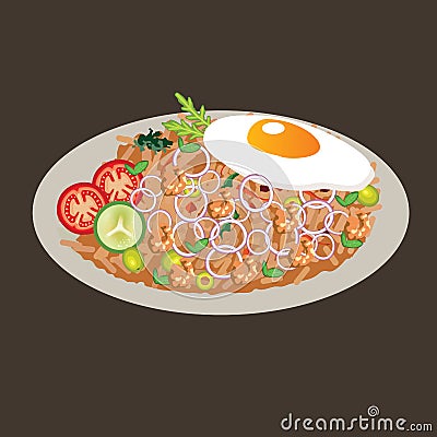 Fried rice vector drawing illustration cusine food asian Vector Illustration