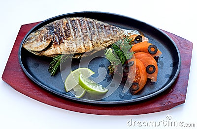 Fried river fish a grill Stock Photo