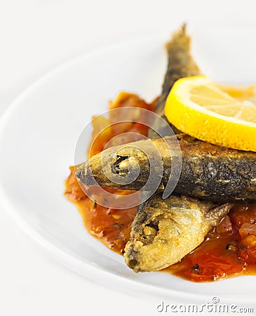 Fried sardines Stock Photo