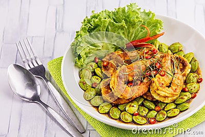 Fried sato with prawn Stock Photo