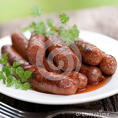 Fried sausage with lamb Stock Photo