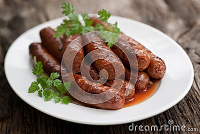 Fried sausage with lamb Stock Photo