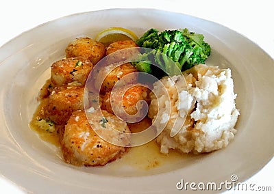 Fried scallop dinner Stock Photo