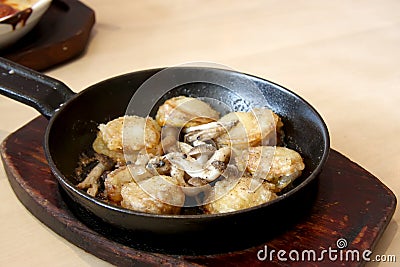 Fried scallops Stock Photo